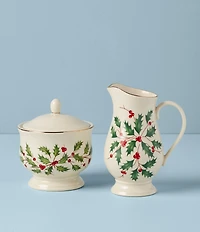 Lenox Holiday Festive Holly And Berry Creamer & Sugar Set