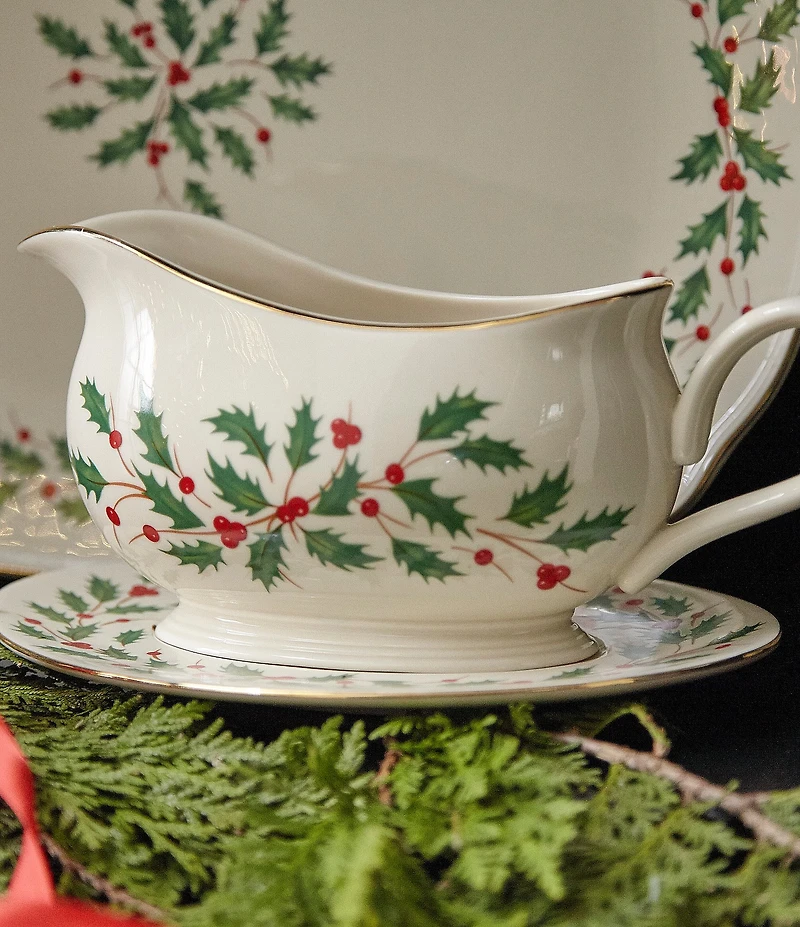 Lenox Holiday Gravy Boat with Stand