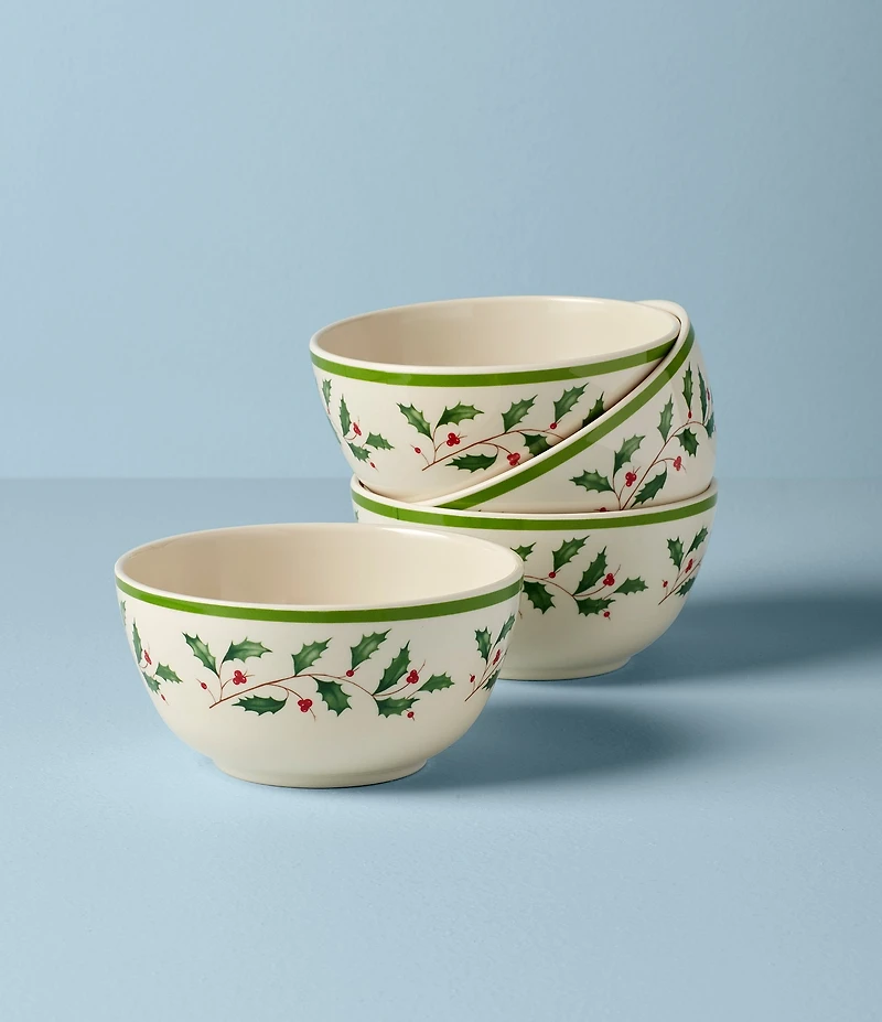 Lenox Holiday Holly Melamine Bowls, Set of 4