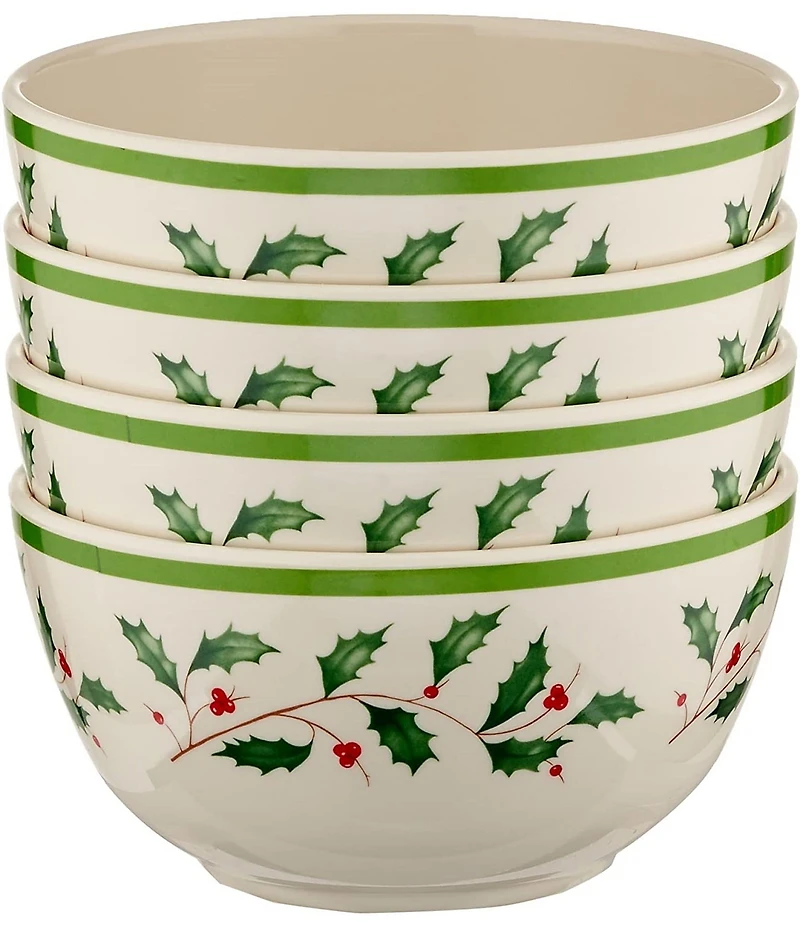 Lenox Holiday Holly Melamine Bowls, Set of 4