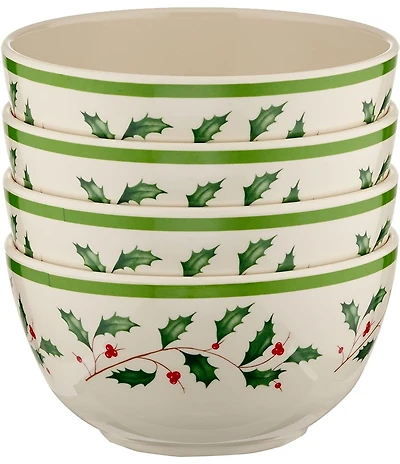 Lenox Holiday Holly Melamine Bowls, Set of 4