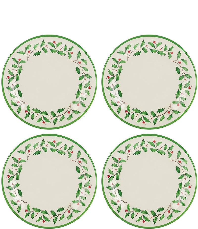 Lenox Holiday Holly Melamine Dinner Plates, Set of 4