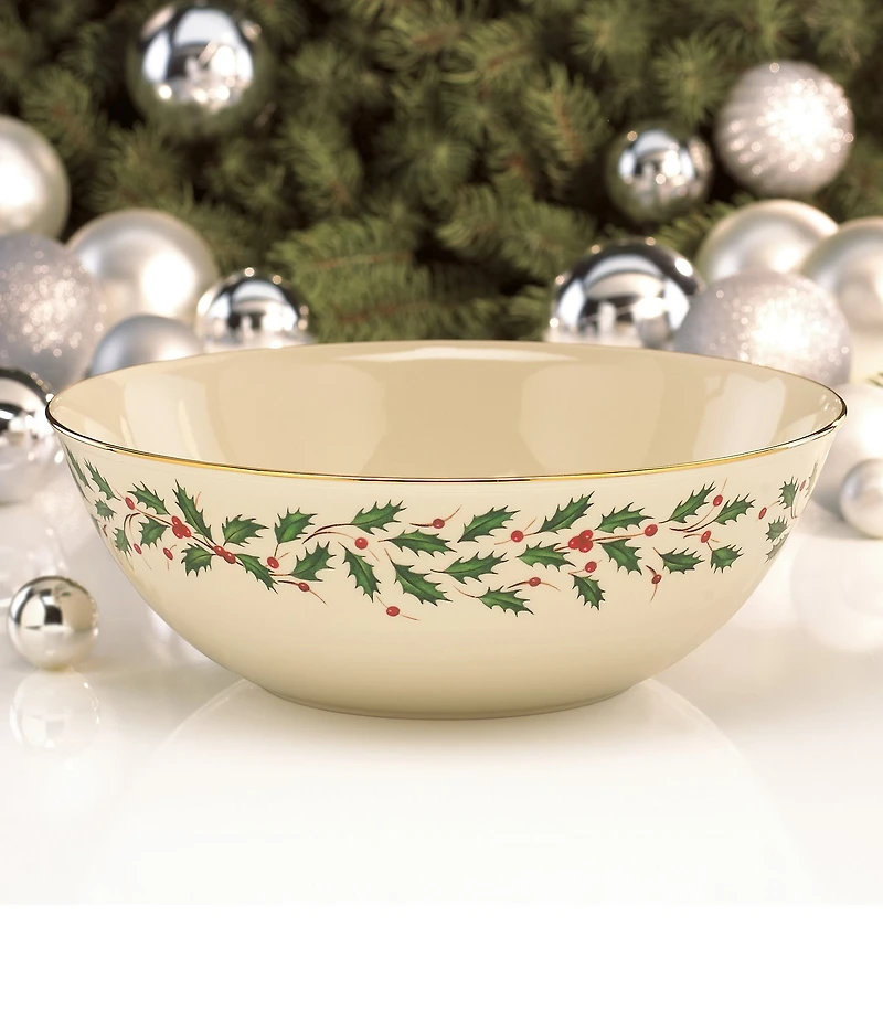 Lenox Holiday Floral Motif Large Serving Bowl