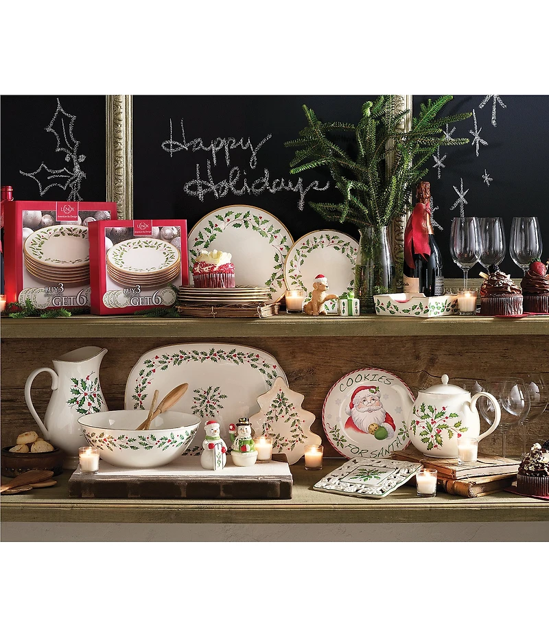 Lenox Holiday Poinsettia Leaf Motif Salt & Pepper Shaker Set