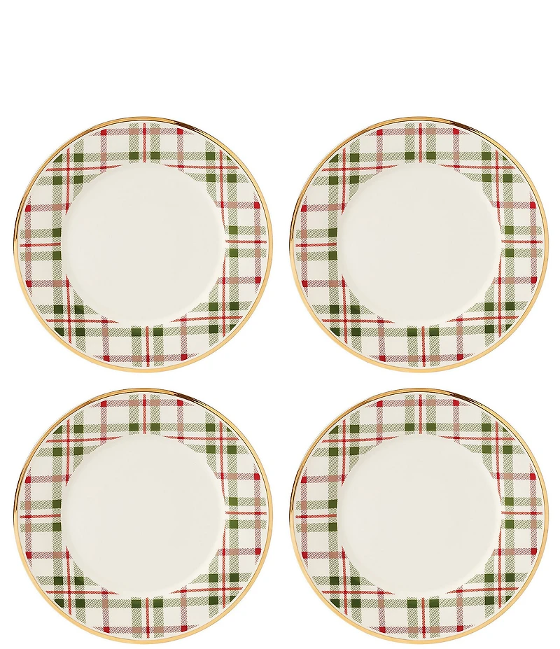 Lenox Holiday Tartan Plaid Dinner Plates, Set of 4