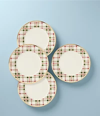 Lenox Holiday Tartan Plaid Dinner Plates, Set of 4