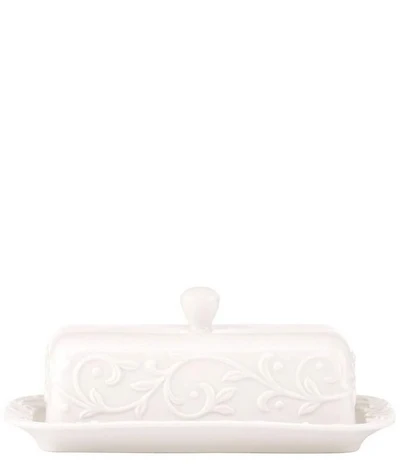 Lenox Opal Innocence Carved Scroll Porcelain Covered Butter Dish