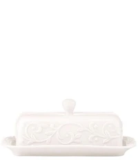 Lenox Opal Innocence Carved Scroll Porcelain Covered Butter Dish