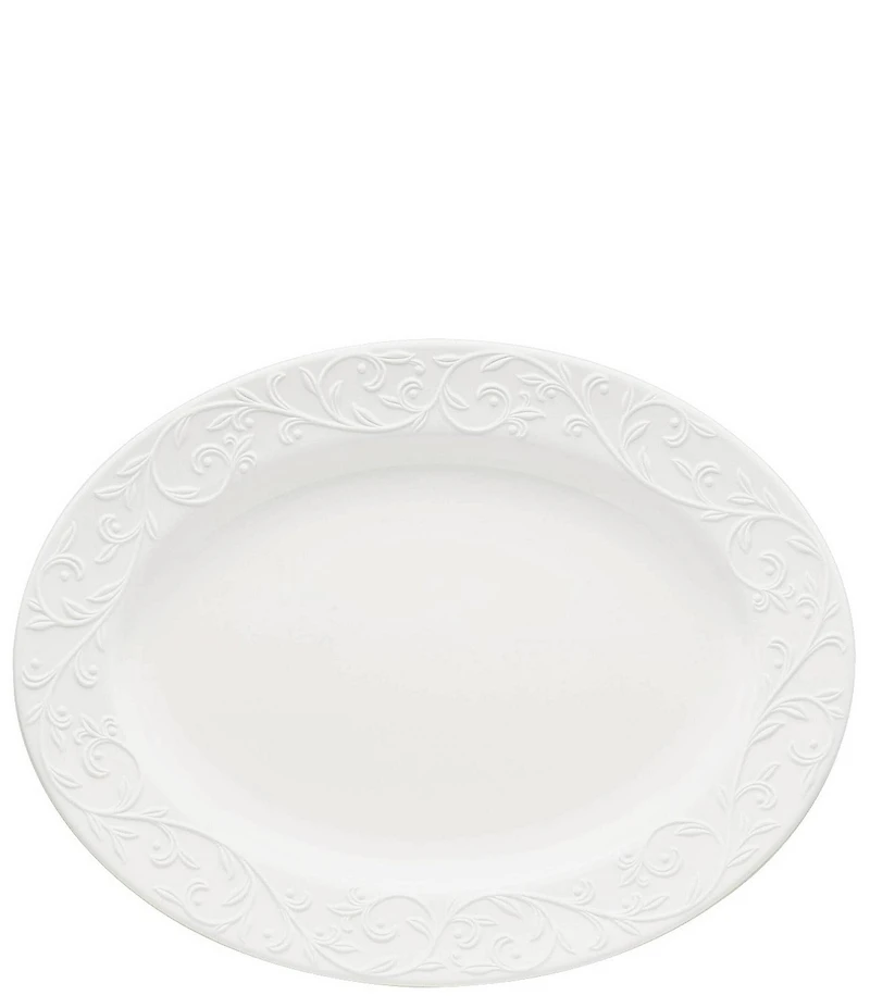 Lenox Opal Innocence Carved Scroll Porcelain Oval Platter