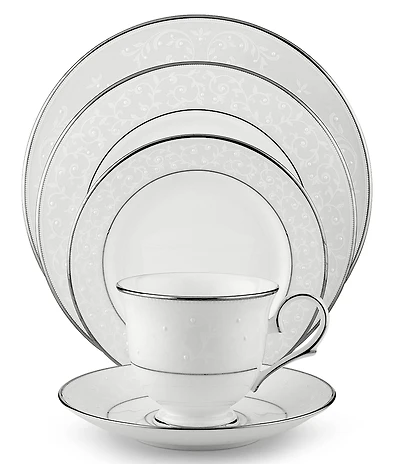 Lenox Opal Innocence Vine & Pearl Platinum Opalescent Bone China 5-Piece Place Setting