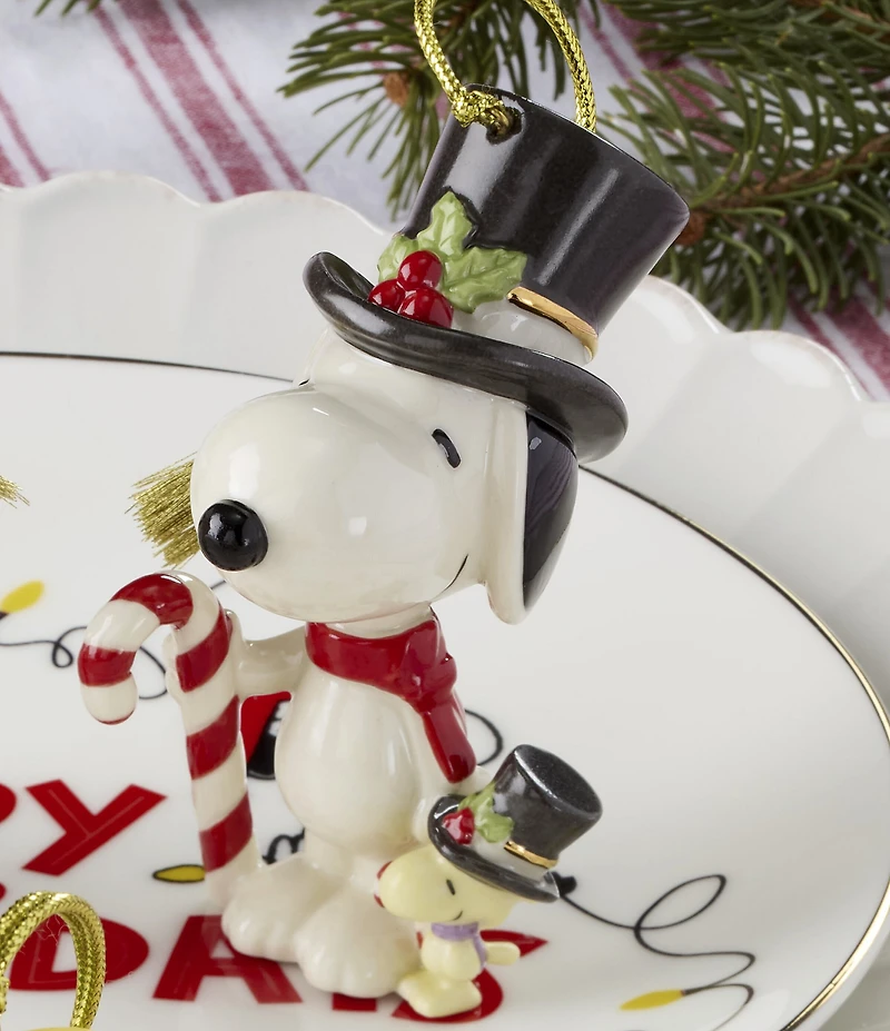 Lenox Snoopy & Woodstock with Candy Cane Porcelain Ornament