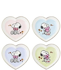 Lenox Snoopy Valentine's Day Collection Heart Plates - Set of 4