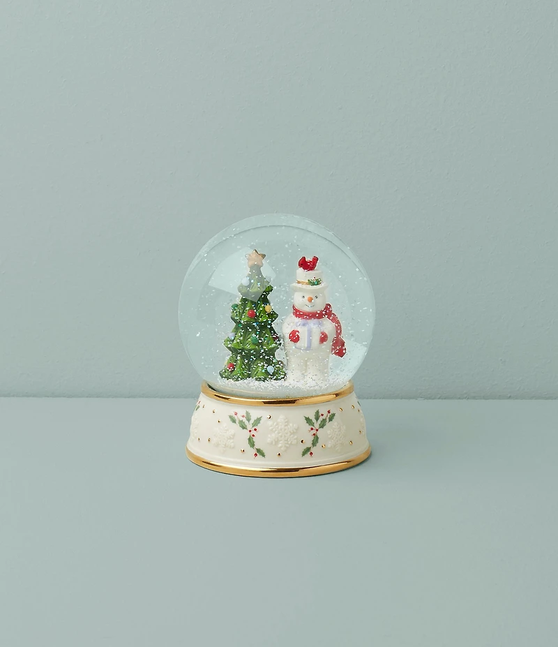 Lenox Snow Globes Happy Holly Days Snowman With Cardinal