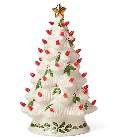 Lenox Treasured Traditions Holiday Red Bulbs Lit Tree