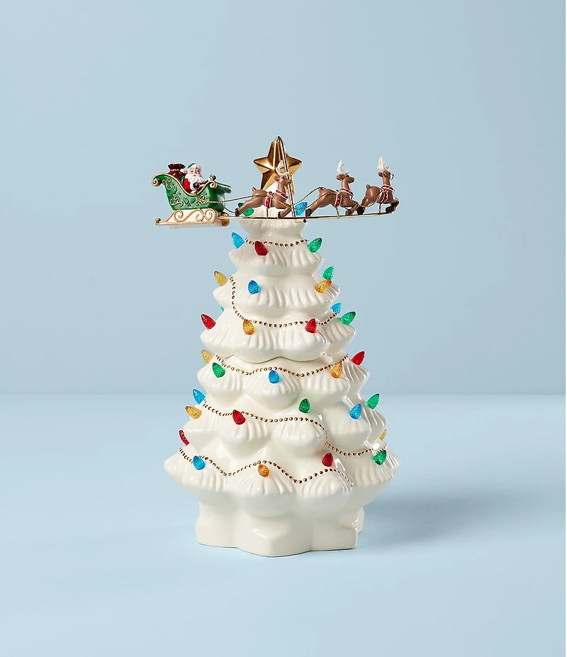 Lenox Treasured Traditions Tree with Flying Santa Figurine