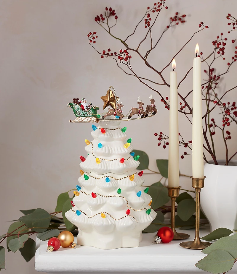 Lenox Treasured Traditions Tree with Flying Santa Figurine