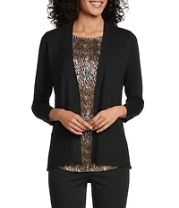 Leo & Nicole 3/4 Sleeve Open-Front Sweater Cardigan