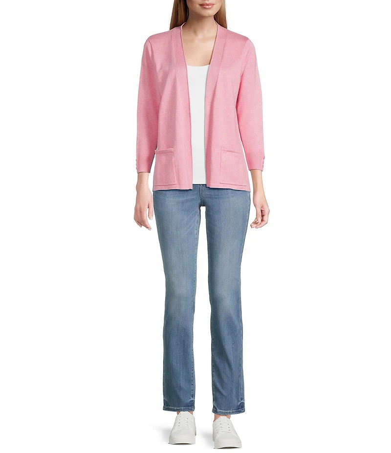 Leo & Nicole 3/4 Sleeve Open-Front Sweater Cardigan