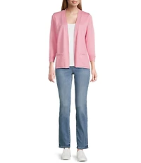 Leo & Nicole 3/4 Sleeve Open-Front Sweater Cardigan