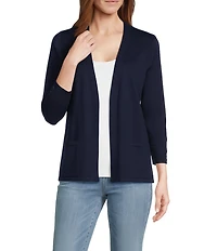 Leo & Nicole 3/4 Sleeve Open-Front Sweater Cardigan