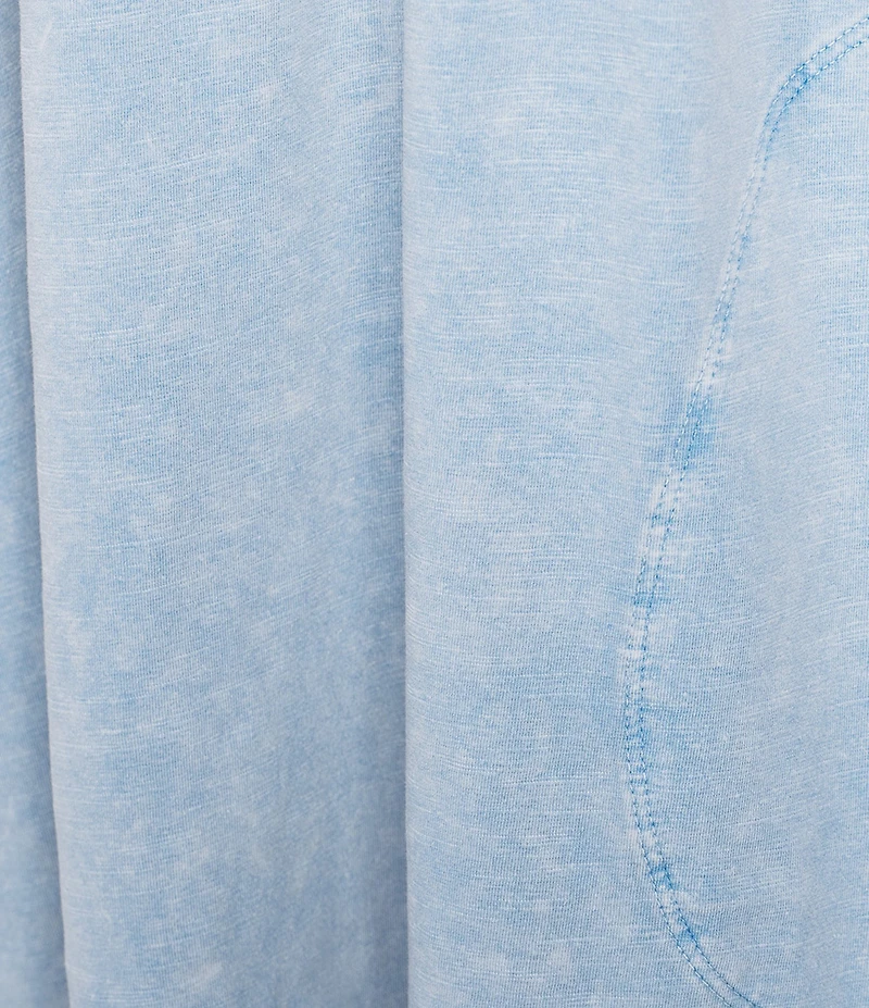 Leo & Nicole Acid Wash V-Neck Short Sleeve A-Line Relaxed Dress