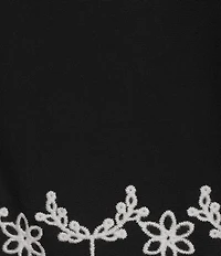 Leo & Nicole Embroidered Scalloped Elbow Sleeve Top
