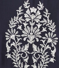 Leo & Nicole Embroidered Scoop Neck 3/4 Sleeve Lace Trim Top