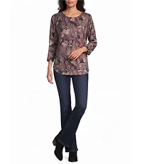 Leo & Nicole Hacci Animal Recovery Crew Neck 3/4 Dolman Sleeve Top