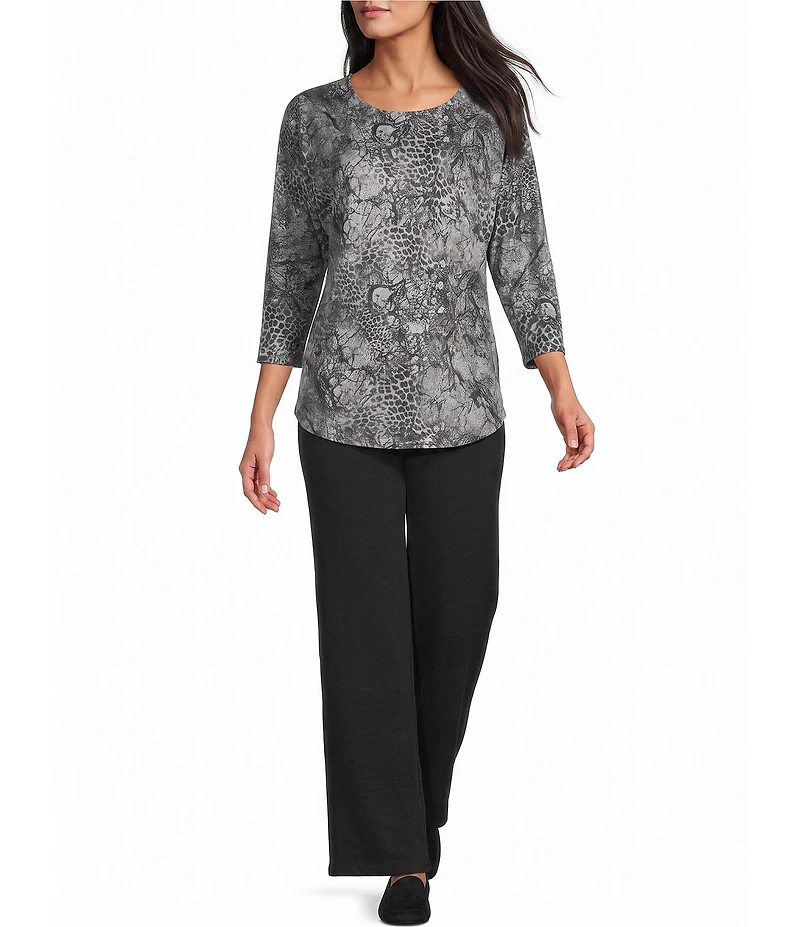 Leo & Nicole Hacci Flowy Pull-On Ankle Pants