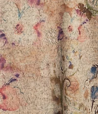 Leo & Nicole Hacci Knit Paisley Bloom Print Crew Neck 3/4 Dolman Sleeve Top