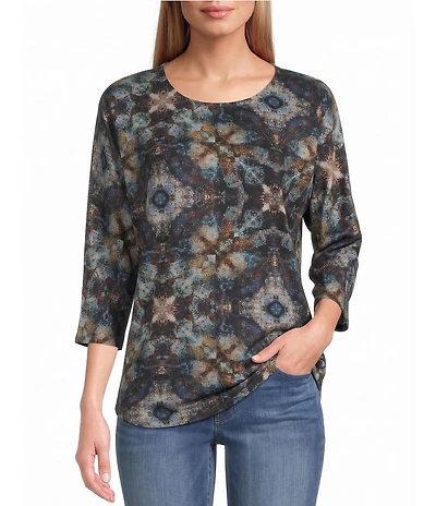 Leo & Nicole Hacci Textured Glass 3/4 Dolman Sleeve Top
