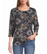 Leo & Nicole Hacci Textured Glass 3/4 Dolman Sleeve Top