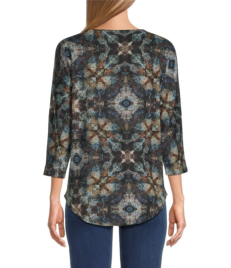 Leo & Nicole Hacci Textured Glass 3/4 Dolman Sleeve Top