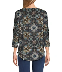 Leo & Nicole Hacci Textured Glass 3/4 Dolman Sleeve Top