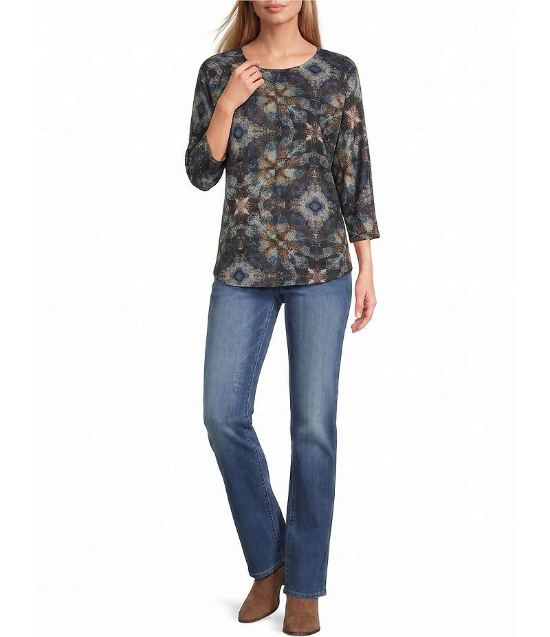 Leo & Nicole Hacci Textured Glass 3/4 Dolman Sleeve Top