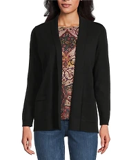 Leo & Nicole Petite Size Shawl Collar Long Sleeve Open-Front Cardigan