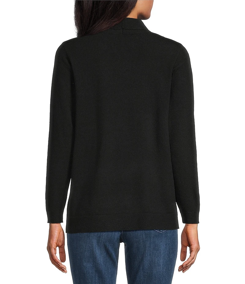 Leo & Nicole Petite Size Shawl Collar Long Sleeve Open-Front Cardigan