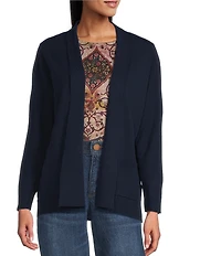 Leo & Nicole Petite Size Shawl Collar Long Sleeve Open-Front Cardigan