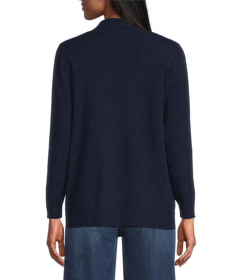 Leo & Nicole Petite Size Shawl Collar Long Sleeve Open-Front Cardigan