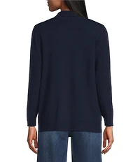 Leo & Nicole Petite Size Shawl Collar Long Sleeve Open-Front Cardigan