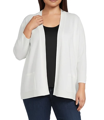 Leo & Nicole Plus Size 3/4 Sleeve Open-Front Sweater Cardigan