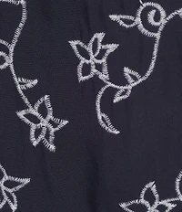 Leo & Nicole Plus Size Allover Embroidered Crew Neck Short Ruffle Scalloped Hem Top