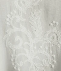 Leo & Nicole Plus Size Embroidered Scoop Neck 3/4 Sleeve Scalloped Lace Trim Top