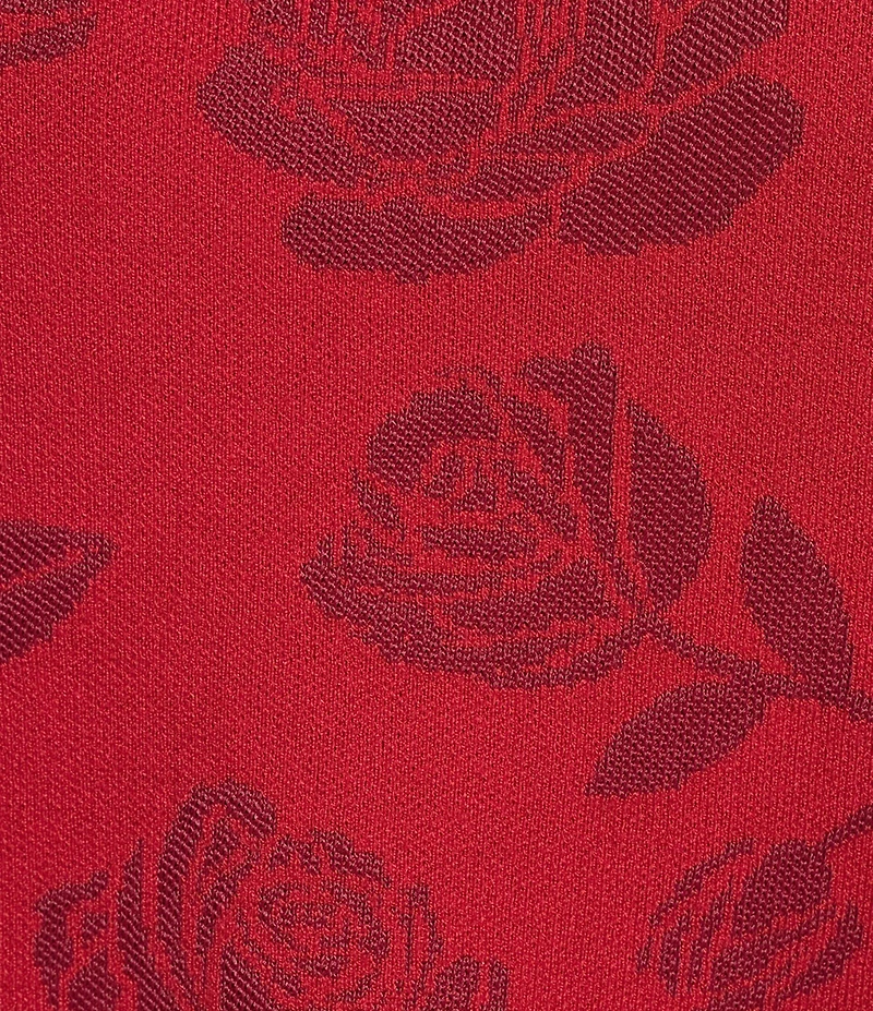 Leo & Nicole Plus Size Envelope Neck Long Sleeve Allover Rose Jacquard Sweater