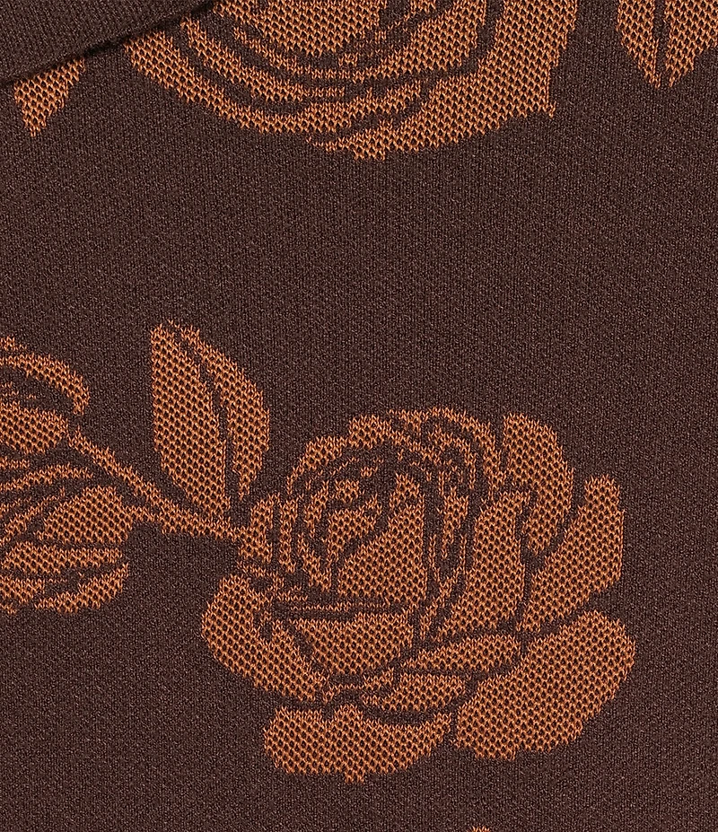 Leo & Nicole Plus Size Envelope Neck Long Sleeve Allover Rose Jacquard Sweater