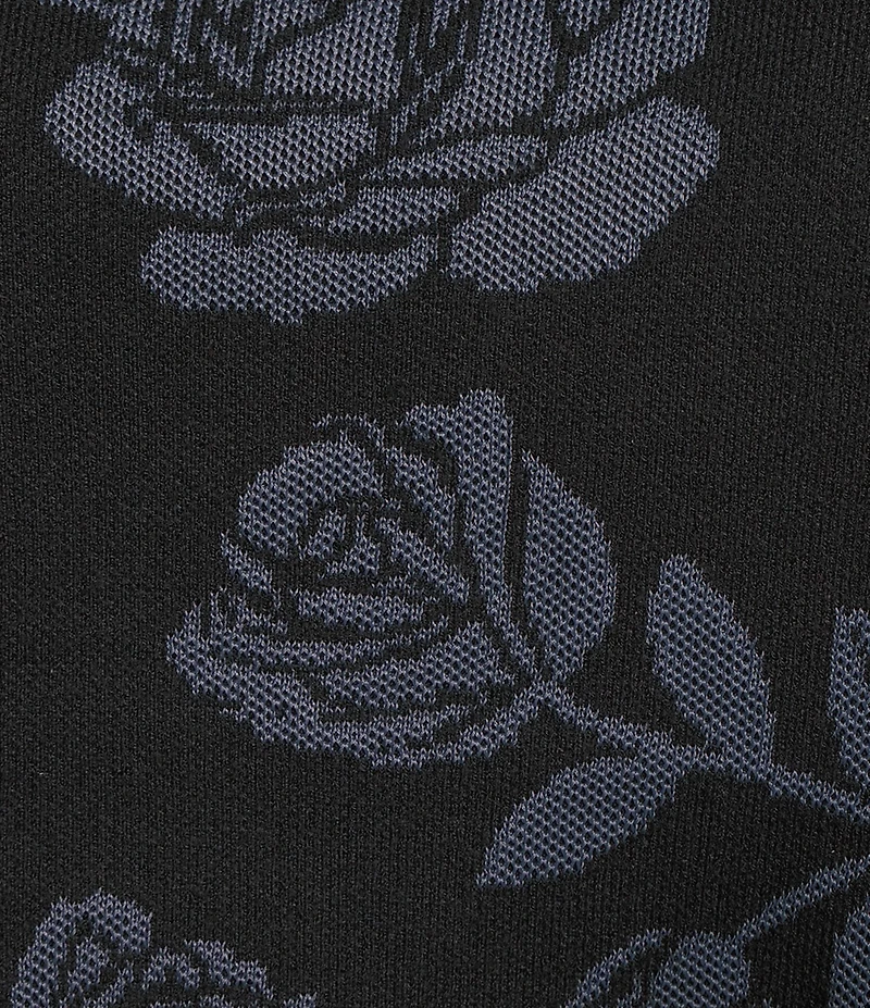 Leo & Nicole Plus Size Envelope Neck Long Sleeve Allover Rose Jacquard Sweater