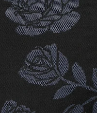 Leo & Nicole Plus Size Envelope Neck Long Sleeve Allover Rose Jacquard Sweater