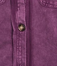 Leo & Nicole Point Collar Long Sleeve Relaxed Button Front Acid Wash Jacket