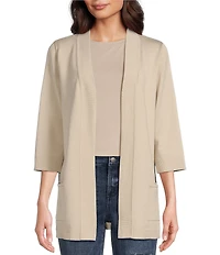 Leo & Nicole Ribbed Knit 3/4 Sleeve Open-Front Cardigan