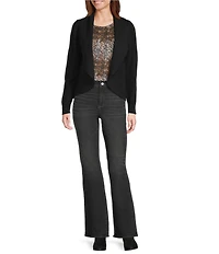 Leo & Nicole Ribbed Shawl Collar Long Sleeve Open-Front Sweater Cardigan